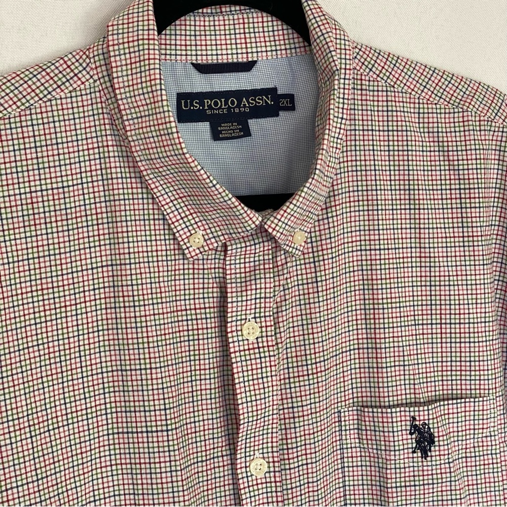 U.S. Polo Assn. Men's Plaid Button-down Shirt Size 2XL Long Sleeve 100% Cotton
